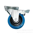 100mm Swivel Brake Plate Blue Rubber Wheels Casters